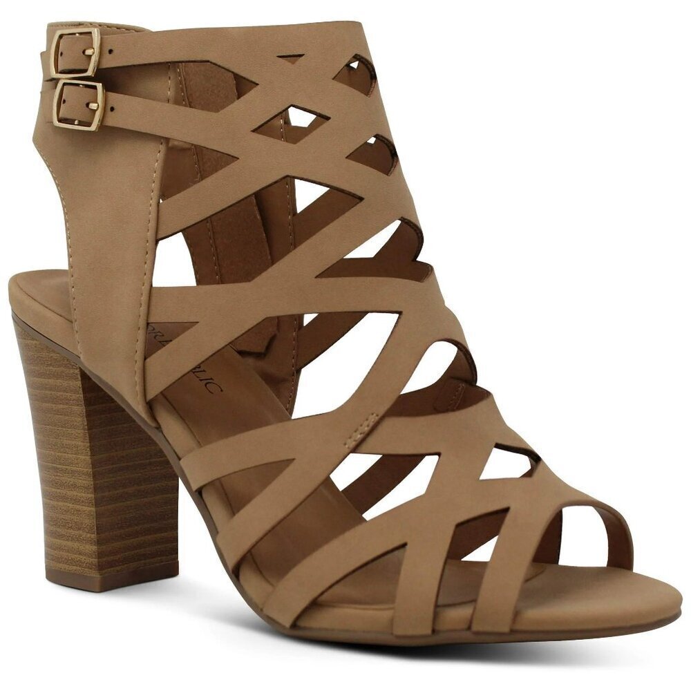 MARCO REPUBLIC Women's Chunky Block Heel Sandals, Mid Low Platform Open Toe, (7)